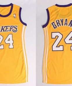 Lakers #24 Kobe Bryant Gold Women's Dress Stitched NBA Jersey