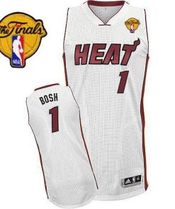 Heat Finals Patch #1 Chris Bosh Revolution 30 White Stitched NBA Jersey