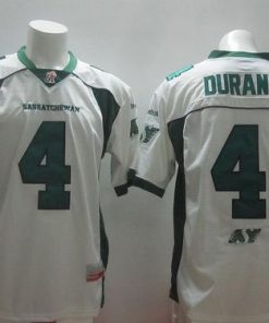 Roughriders #4 Darian Durant White Stitched CFL Jersey