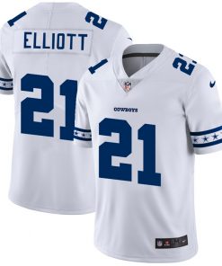 Men's Dallas Cowboys #21 Ezekiel Elliott White 2019 Team Logo Cool Edition Stitched NFL Jersey