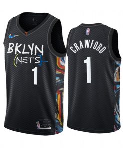 Men's Brooklyn Nets #1 Jamal Crawford Black City Edition 2020-21 Honor Basquiat Stitched NBA Jersey