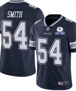 Men's Dallas Cowboys #54 Jaylon Smith Navy With Est 1960 Patch Limited Stitched NFL Jersey