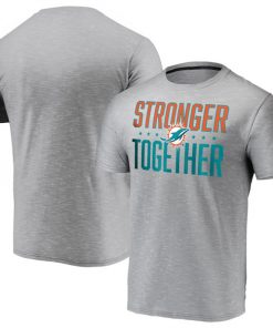 Men's Miami Dolphins Grey Charcoal Stronger Together T-Shirt