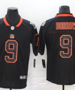Men's Cincinnati Bengals #9 Joe Burrow Black Lights Out Color Rush Limited Stitched NFL Jersey