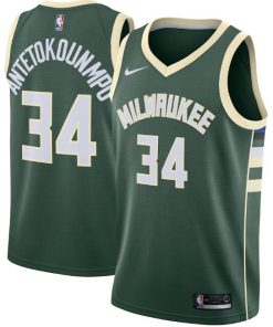 Men's Milwaukee Bucks Green #34 Giannis Antetokounmpo Icon Edition Stitched Swingman NBA Jersey