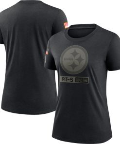 Women's Pittsburgh Steelers 2020 Black Salute To Service Performance NFL T-Shirt (Run Small)