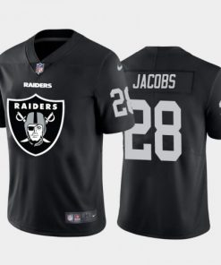 Men's Oakland Raiders #28 Josh Jacobs Big Logo Black Limited NFL Stitched Jersey