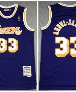 Men's Los Angeles Lakers #33 Kareem Abdul-Jabbar Purple 1994-95 Throwback Stitched NBA Jersey