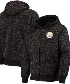 Men's Pittsburgh Steelers G-III Sports by Carl Banks Heathered Black Discovery Sherpa Full-Zip NFL Jacket