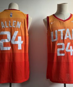 Men's Utah Jazz #24 Grayson Allen Orange City Edition Swingman Stitched NBA Jersey