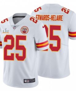 Men's Kansas City Chiefs #25 Clyde Edwards-Helaire White 2021 Super Bowl LV Limited Stitched NFL Jersey