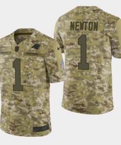 Men's  Panthers #1 Cam Newton 2018 Camo Salute To Service Limited Stitched NFL Jersey