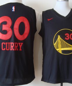 Men's Nike Golden State Warriors #30 Stephen Curry Black With Red Fashion Stitched NBA Jersey