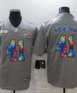 Men's New Orleans Saints #41 Alvin Kamara 2020 Grey Crucial Catch Limited Stitched NFL Jersey