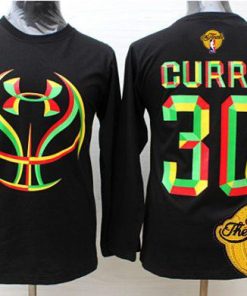 Warriors #30 Stephen Curry Black Candy Under Armour Long Sleeve The Finals Patch Stitched NBA Jersey
