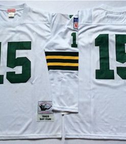 Mitchell And Ness 1969 Packers #15 Bart Starr White Throwback Stitched NFL Jersey