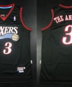 76ers #3 Allen Iverson Black Throwback "The Answer" Stitched NBA Jersey
