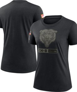 Women's Chicago Bears 2020 Black Salute To Service Performance NFL T-Shirt (Run Small)