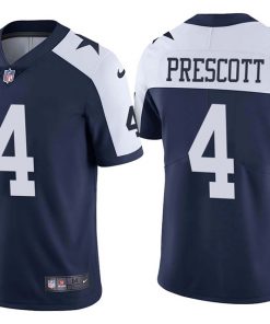 Men's Nike Dallas Cowboys #4 Dak Prescott Navy Blue Thanksgiving Stitched NFL Vapor Untouchable Limited Throwback Jersey