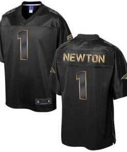 Nike Panthers #1 Cam Newton Pro Line Black Gold Collection Men's Stitched NFL Game Jersey