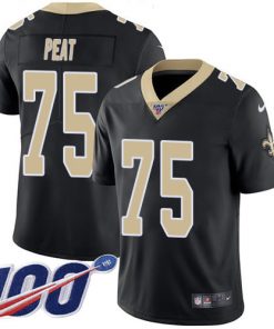 Men's New Orleans Saints #75 Andrus Peat 100th Season Black Vapor Untouchable Limited NFL Jersey