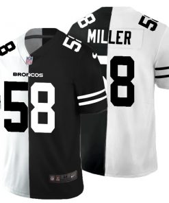 Men's Denver Broncos #58 Von Miller Black White Split 2020 Stitched Jersey
