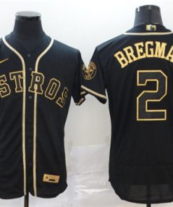 Men's Houston Astros #2 Alex Bregman 2020 Blak Golden Flex Base Stitched MLB Jersey