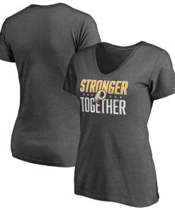 Women's Washington Redskins Heather Stronger Together Space Dye V-Neck T-Shirt(Run Small)