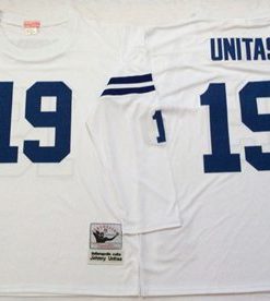 Mitchell And Ness Colts #19 Johnny Unitas White Throwback Stitched NFL Jersey