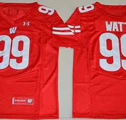 Badgers #99 J.J. Watt Red Under Armour Stitched NCAA Jersey