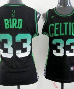 Celtics #33 Larry Bird Black Women's Vibe Stitched NBA Jersey