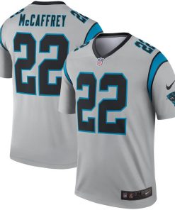 Men's Carolina Panthers #22 Christian McCaffrey Silver Inverted Legend Jersey
