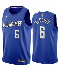 Men's Milwaukee Bucks #6 Eric Bledsoe Navy City Edition New Uniform 2020-21 Stitched NBA Jersey