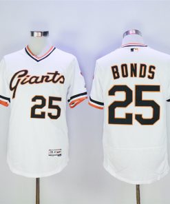 Men's San Francisco Giants #25 Barry Bonds White Throwback Flexbase Stitched MLB Jersey