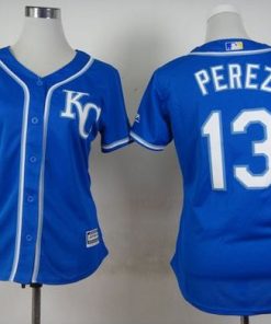 Royals #13 Salvador Perez Blue Alternate 2 Women's Stitched MLB Jersey