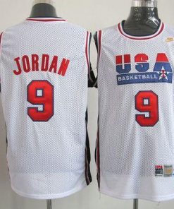 Team USA #9 Michael Jordan White Throwback Stitched NBA Jersey