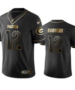 Men's Green Bay Packers #12 Aaron Rodgers Black 2019 Golden Edition Limited Stitched NFL Jersey
