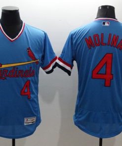 Cardinals #4 Yadier Molina Light Blue Flexbase Authentic Collection Cooperstown Stitched MLB Jersey