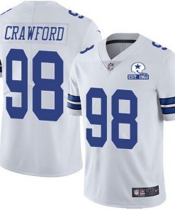 Men's Dallas Cowboys #98 Tyrone Crawford White With Est 1960 Patch Limited Stitched NFL Jersey