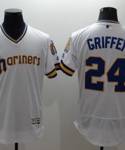 Mariners #24 Ken Griffey White Flexbase Authentic Collection Cooperstown Stitched MLB Jersey