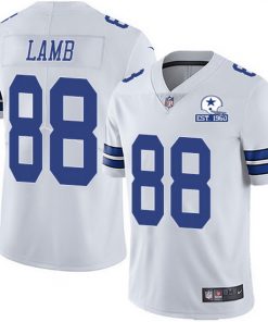 Men's Dallas Cowboys #88 CeeDee Lamb White With Est 1960 Patch Limited Stitched NFL Jersey