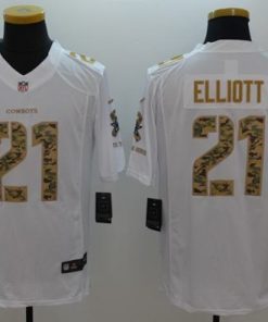 Nike Cowboys #21 Ezekiel Elliott White Men's Stitched NFL Limited Salute To Service Jersey