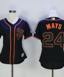 Giants #24 Willie Mays Black Alternate Women's Stitched MLB Jersey