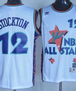 Jazz #12 John Stockton White 1995 All Star Throwback Stitched NBA Jersey