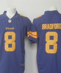 Men's Nike Vikings # 8 Sam Bradford Purple Limited Rush Stitched NFL Jersey