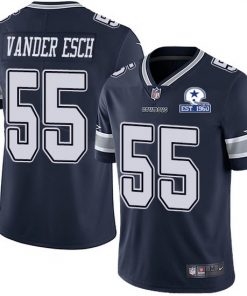 Men's Dallas Cowboys #55 Leighton Vander Esc Navy With Est 1960 Patch Limited Stitched NFL Jersey