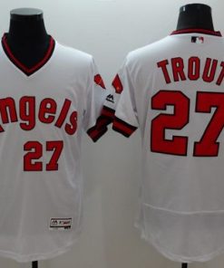Angels of Anaheim #27 Mike Trout White Flexbase Authentic Collection Cooperstown  Stitched MLB Jersey