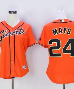 Giants #24 Willie Mays Orange Women's Alternate Stitched MLB Jersey