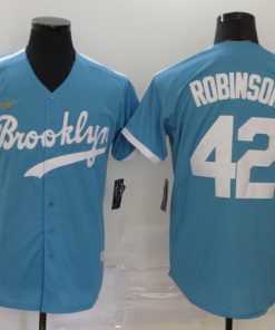 Men's Los Angeles Dodgers Blue #42 Jackie Robinson Throwback Cool Base Stitched MLB Jersey
