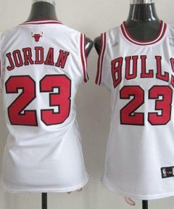 Bulls #23 Michael Jordan White Women's Home Stitched NBA Jersey